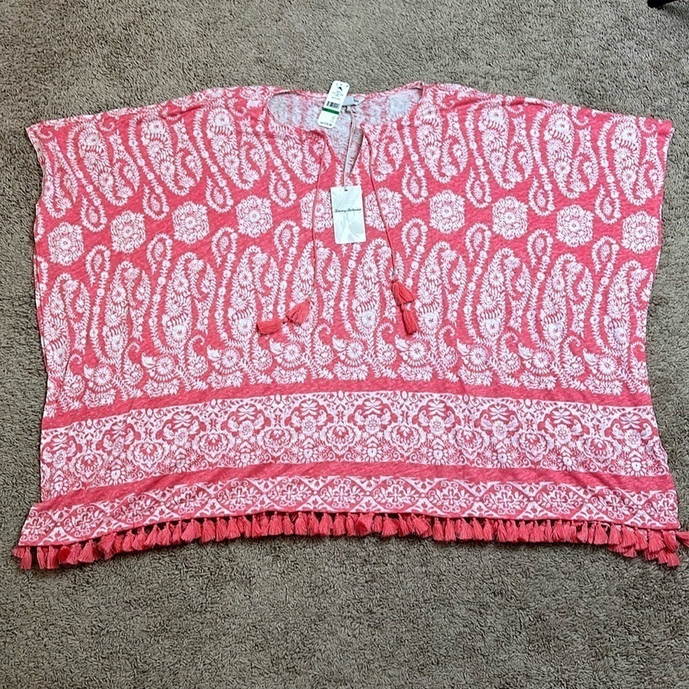 NWT Tommy Bahama Paisley Palace Linnea Poncho, Tutti Frutti - Picture 3 of 14